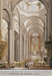 Innenansicht der Kathedrale von Guadalajara in Mexiko-Stadt, Mexiko. Chromolithographie um 1880