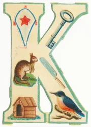 K: Drachen, Schlüssel, Känguru, Messer, Zwinger, Eisvogel