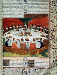 König Artus und die Ritter der Tafelrunde bei der Erscheinung des Heiligen Grals