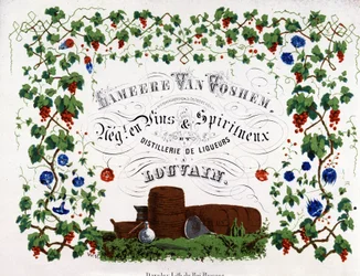 Etikett von Lameere Van Voshem, belgischer Wein- und Spirituosenhändler. 1880