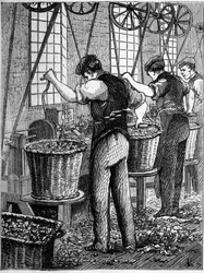Große englische Industrien: Walter Evans Baumwollspinnerei in England im Jahr 1863. Herstellung von Spulen