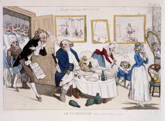 Der Feinschmecker (Mahlzeit von Ludwig XVI. und Marie Antoinette während der Flucht nach Varennes) - in „Musée de la caricature“