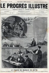 Der Prozess des Marquis de Nayve vor den Assisen von Bourges im Jahr 1895 - Gravur in „Le Progrès illustré“ von 1895