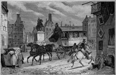 Die Omnibusse von Paris im 19. Jahrhundert: das Dreirad - Gravur von 1892