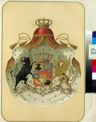 Das Wappen der Freimaurer der Großloge von Schweden und Norwegen. Russische Staatsbibliothek, Moskau.