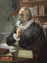 Miguel de Cervantes, spanischer Schriftsteller (1547-1616) nach „Hombres y Mujeres celebres“. Barcelona 1877