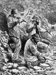 Bergleute in einer Kohlenmine