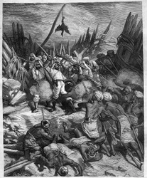 Mission nach Senegal von Gustave Borgnis Desbordes (General Borgnis-Desbordes) (1839-1900), französischer Militär. Gravur von Castelli in „journal des voyages“ 1881