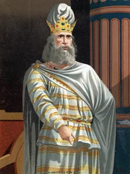 Mithridates VI Eupator genannt der Große (ca. 132-63 v. Chr.), König von Pontus. Nach „Hombres y Mujeres celebres“ Barcelona 1877.