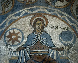 Mosaikboden, der die Monate des Jahres darstellt