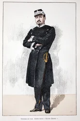 Friedensoffizier, kleine Zweite Empire Uniform (1852-1870). Farbradierung zur Illustration des Buches 