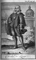 Ritterorden. Ritter von Lorette in Frankreich im 16. Jahrhundert. In "Geschichte der militärischen Orden oder Ritter, der sicheren und routinemäßigen Milizen beider Geschlechter, die bisher gegründet wurden. Ausgabe von Abbe Giustiniani, R.P. Bonani, M. He