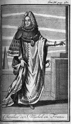 Ritterorden. Ritter von Saint Michel in Frankreich im 15. Jahrhundert. In „History of military orders or knights, of the secure and routine militias of both sexes, which have been established so far. Edition taken from Abbe Giustiniani, R.P.Bonani, M