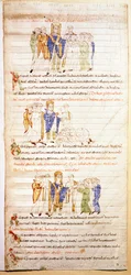 Seite einer illuminierten Bibel (Ms.723-Foglio 138v) aus dem frühen 12. Jahrhundert