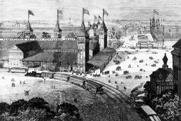 Pennsylvania Bahnhof in Philadelphia - Gravur, Ende des 19. Jahrhunderts