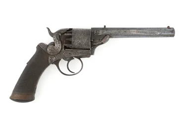 Perkussions-Seitenhammerrevolver, möglicherweise Kaliber .38 Zoll, ca. 1860er Jahre