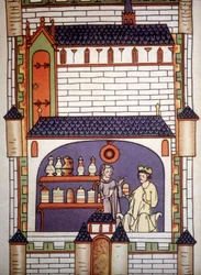 Apotheke in einer Abtei im 13. Jahrhundert - in „Chirurgie“ von Ruggero di Salerno