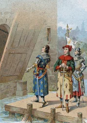 Philipp VI. von Valois (1293-1350), König von Frankreich vor dem Schloss von Broye am 26. August