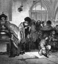 Polnische Juden feiern die große Vergebung (Jom Kippur).