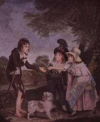 Armer Junge bettelt reiche Kinder an