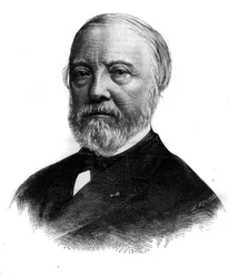 Porträt von Charles Blanc (1813-1882), französischer Kunstkritiker und Akademiker. Bandgravur in „Le Monde Illustré“ Nr. 1294 vom 21. Januar 1882.
