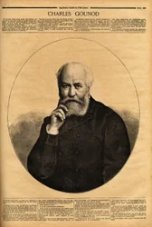 Porträt von Charles Gounod (1818-1893), einem französischen Komponisten, bekannt für seine Opern (Faust 1859, Romeo und Julia 1867), er komponierte auch Symphonien und zahlreiche Melodien für die Gedichte von Alfred de Musset (1810-1857) und Victor Hugo (1