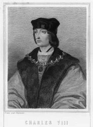 Porträt von Karl VIII. (1470 - 1498), König von Frankreich - in „Histoire des Français“ von Lavallée, Gravur, sd