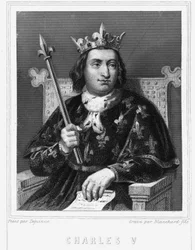 Porträt von Karl V der Weise (1338 - 1380), König von Frankreich - in „Histoire des Français“ von Lavallée, Gravur