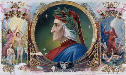 Porträt von Dante - Zigarrenkistenetikett, späte 19. Jahrhundert