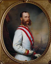 Porträt von Kaiser Franz Joseph I. (1830-1916). Anonymes Gemälde 1867