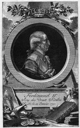 Porträt von Ferdinand I. der Beiden Sizilien (oder Ferdinand IV. von Neapel) (1751-1825) - Gravur aus dem 19. Jahrhundert