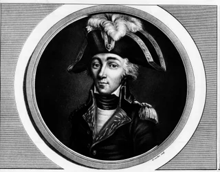 Porträt von Francois Hanriot (1761-1794), französischer Revolutionär. Gravur in 