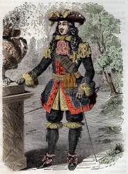 Porträt von Gabriel Nicolas de la Reynie (1625-1709) erster Polizeichef von Paris - Gravur 19. Jahrhundert Private Sammlung