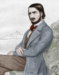 Porträt von Georg Herwegh, deutscher Dichter, nach dem Gemälde von C. Hitz