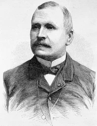 Porträt von Georges Boulanger (1837 - 1891). Gravur des späten 19. Jahrhunderts in „Histoire de France“ von H. Martin