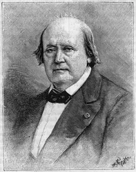 Porträt von Henri Milne Edwards, französischer Naturforscher. (Von einer Fotografie). Gravur in „La Nature: revue des sciences et de leurs applications aux arts et a l
