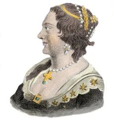 Porträt von Henriette Marie von Frankreich (1609-1669), Königin von England. Gravur aus dem 19. Jahrhundert