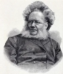 Porträt von Henrik (Henri) Johan Ibsen (1828-1906), norwegischer Dichter und Dramatiker, Gravur 19. Jahrhundert