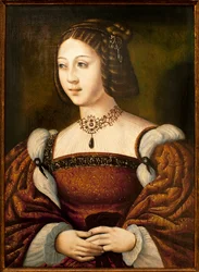 Porträt der Isabella von Portugal (1503-1539) - Gemälde eines anonymen Meisters, signiert und datiert um 1526, 40 x 29 cm, Mitte des 16. Jahrhunderts - Museum von An