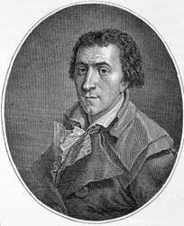 Porträt von Jacques Pierre Brissot dit Brissot de Warville (1754-1793), französischer Journalist und Politiker. Er gründete die Gesellschaft der Freunde der Schwarzen, ein Befürworter der Abschaffung der Sklaverei. Gravur des 19. Jahrhunderts.