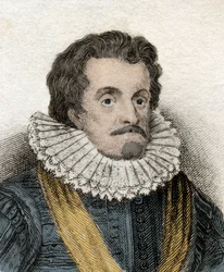 Porträt von James I. (James 1st Stuart) (1566-1625), König von England und Irland (oder James VI., König von Schottland). Gravur des 19. Jahrhunderts