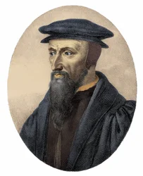 Porträt von Jean Calvin (1509-1564) - Gravur