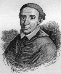Porträt von John de La Balue (1421-1491), Kardinalbischof von Evreux und Amonier von König Ludwig XI. Gravur von 1835