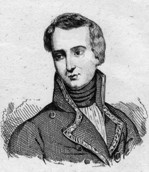 Porträt von José Rebolledo de Palafox (Palafox y Melci) (1776-1847), ein spanischer Soldat, der während der Belagerung von Saragossa (1808) kämpfte. Gravur des 19. Jahrhunderts.