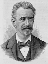Porträt von Keller. Gravur aus dem späten 19. Jahrhundert in „Histoire de France“ von H. Martin.