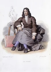 Porträt von Le Puget (Pierre Puget), französischer Bildhauer, Maler und Architekt (1620-1694) - in Ed. Mennechet, „Le Plutarque français“