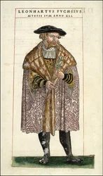 Porträt von Leonhart Fuchs: Botaniker - deutscher Arzt (1501 - 1566) - in „De Historia Stirpium commentarii badges,...“ von Leonhart Fuchs