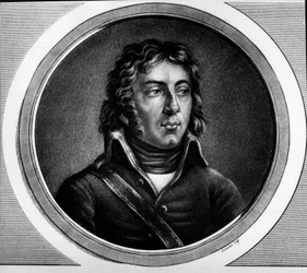 Porträt von Louis Charles Antoine Desaix de Veygoux (1768-1800), französischer General. in „Komplette Sammlung historischer Gemälde der Französischen Revolution, in drei Bänden.“ 1804.