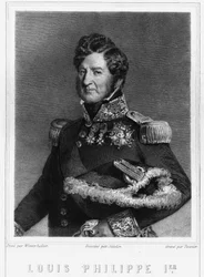 Porträt von Louis Philippe I (1773 - 1850), König von Frankreich - in „Histoire des Français“ von Lavallée, Gravur, sd