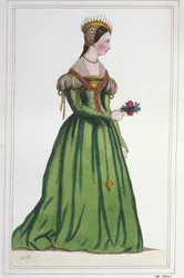 Porträt von Marguerite de France (1523 - 1574), Tochter von François I. und Claude de France. Gravur von 1830